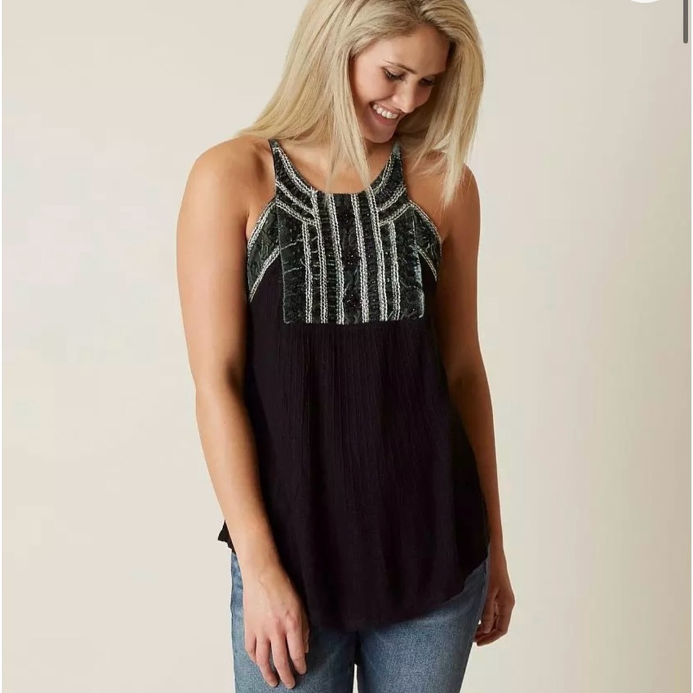 Lucky Brand Black and Green Tank Top